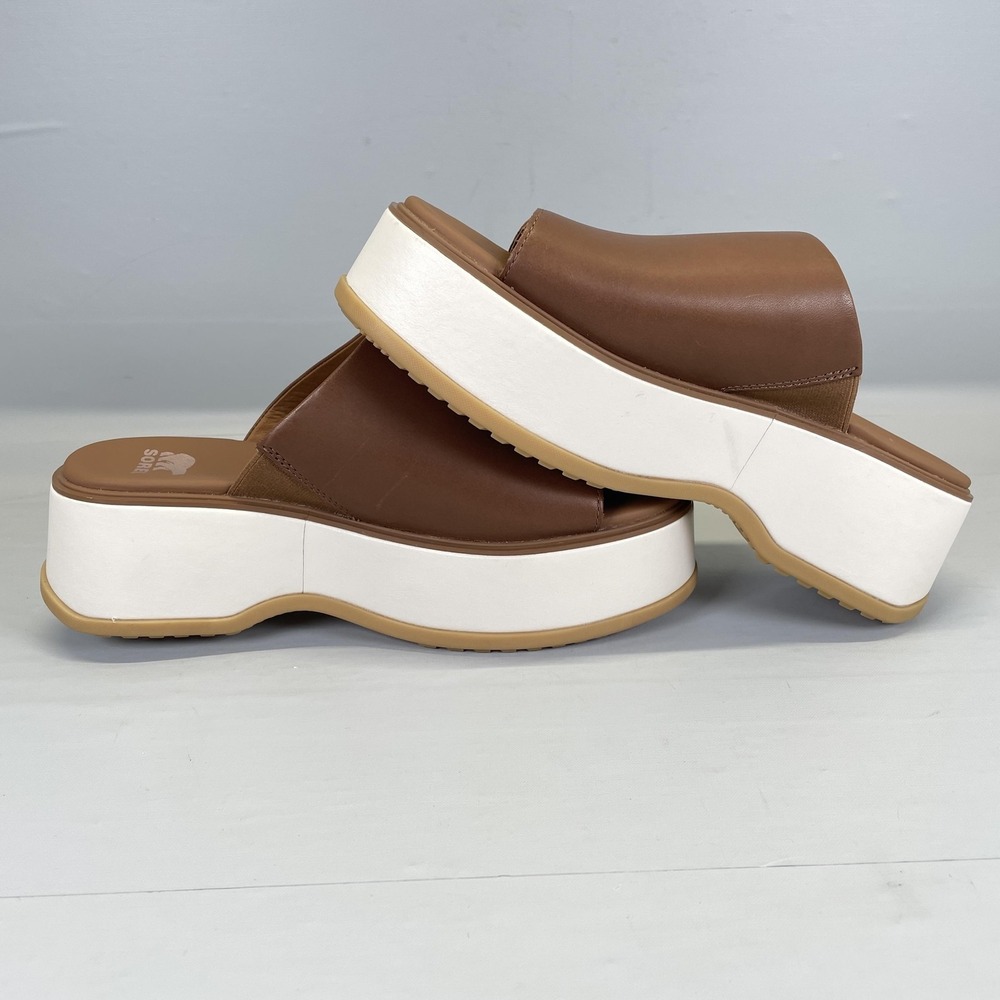 Sorel Dayspring Slide Platform Sandals Womens Size 8 Brown Leather Comfort Shoes - Picture 8 of 10